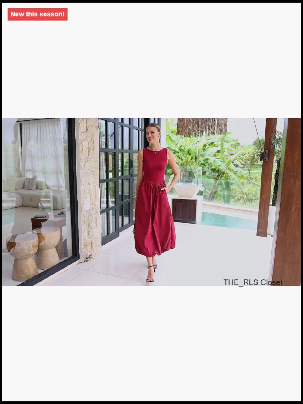 Sleeveless Patchwork Knit Tank Midi Dress with Pockets - Picture 7 of 7